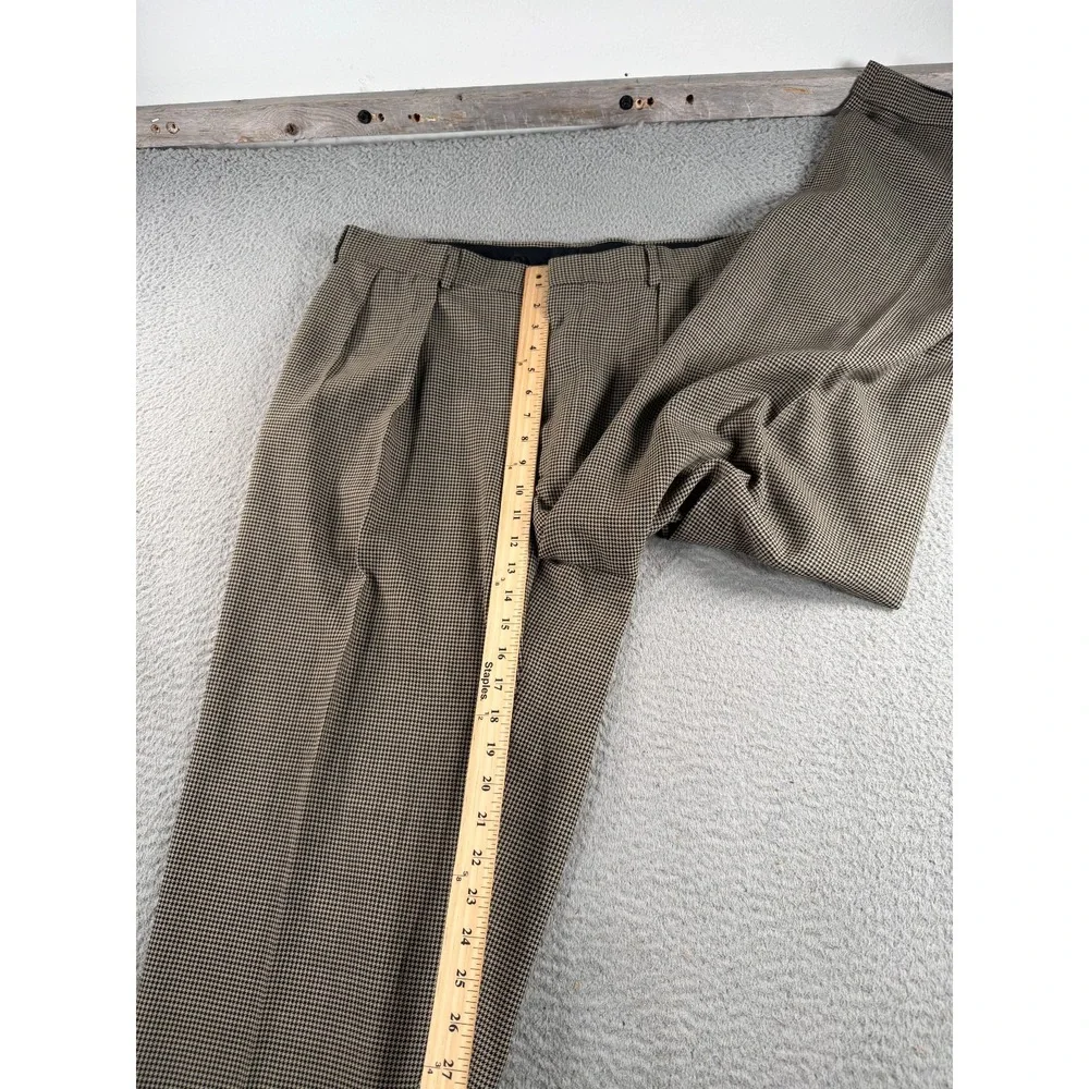 VTG Polo Ralph Lauren Pants Mens 36x26 Beige Houndstooth Cuffed Pleated 80s